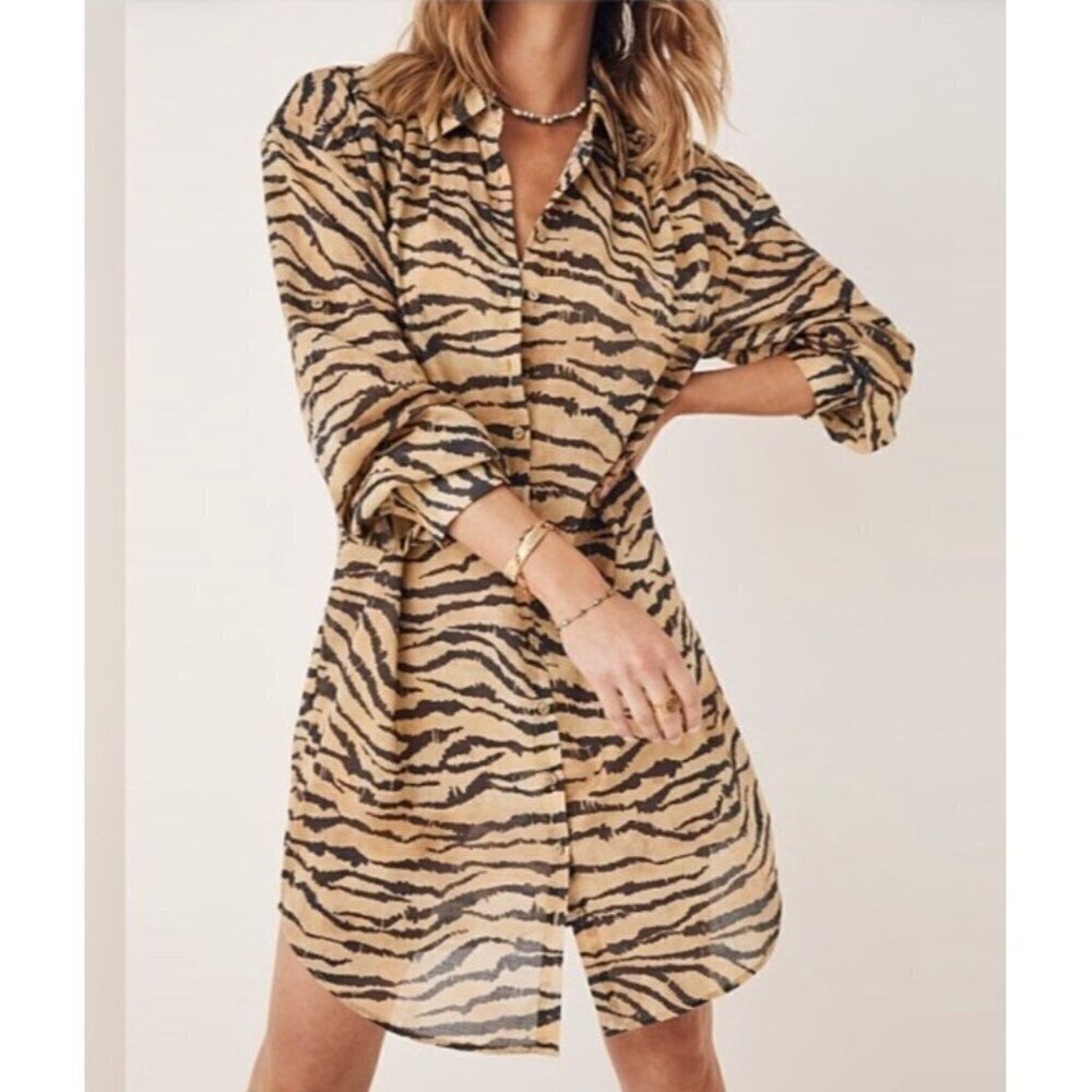 Spell and the Gypsy Collective Women's Sz XS Banksia Shirt Dress Animale Print